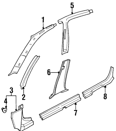 Interior Trim - Pillars for 1995 Kia Sephia #0