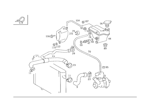 Expansion Tank, Mounting and Hoses for 1993 Mercedes-Benz 500E #1