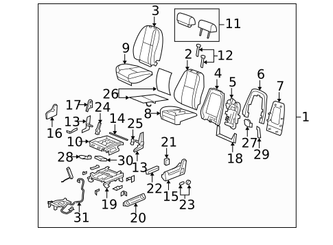 Front Seat Components for 2010 Cadillac Escalade EXT #1
