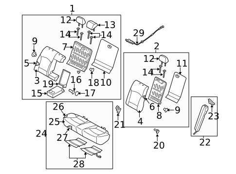 Rear Seat Components for 2012 Hyundai Sonata #0