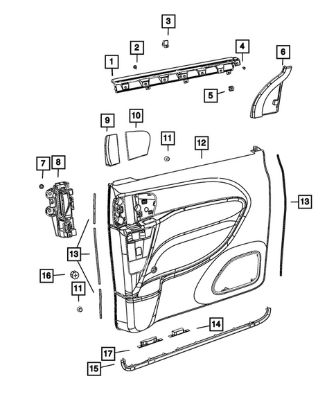 Door Trim Panels - Front and Rear for 2024 Chrysler Pacifica #1