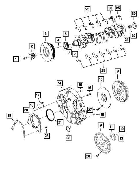 Crankshaft, Piston, Drive Plate, Flywheel, and Damper for 2013 Ram 3500 #1