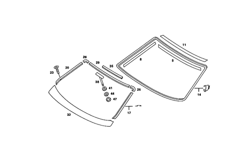 Windshield for 1986 Mercedes-Benz 560SEL #0