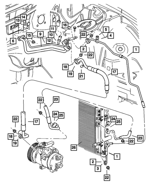 Air Conditioner and Heater Plumbing for 2010 Dodge Challenger #0