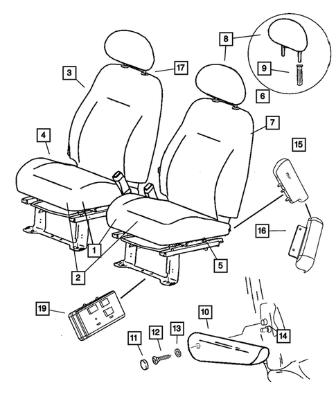 Front Seats and Attaching Parts for 2005 Chrysler PT Cruiser #1