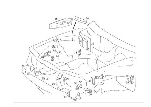 Engine Compartment Partition Panel, Wheelhouse Attachment Parts for 1992 Mercedes-Benz 300 CE #0