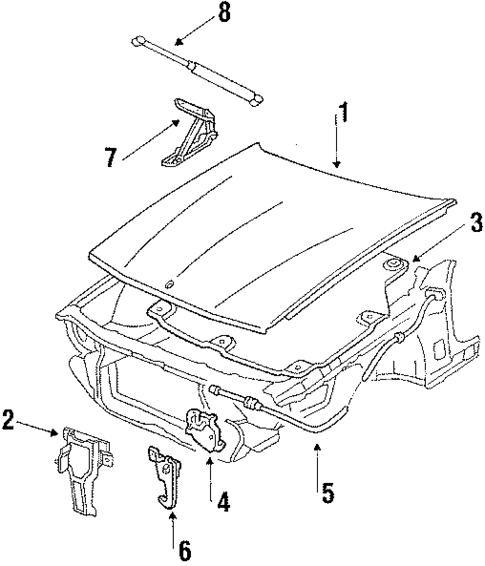 Hood & Components for 1986 Oldsmobile Toronado #0