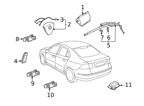 Air Bag Components for 2007 Saab 9-3 #1