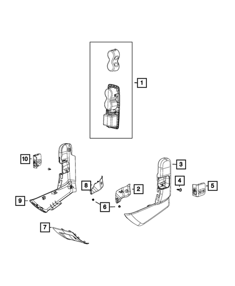 Rear Seats - Second Row Adjusters, Recliners, Shields and Risers for 2022 Chrysler Pacifica #5