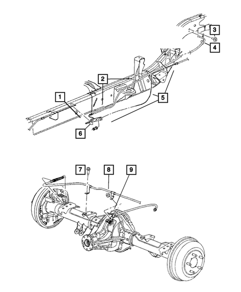 Parking Brake Lever, Cables, and Rear Disc Park Brake Assembly for 2009 Dodge Dakota #0