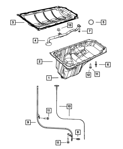 Engine Oiling, Oil Pan and Indicator (Dipstick) for 2008 Jeep Grand Cherokee #1