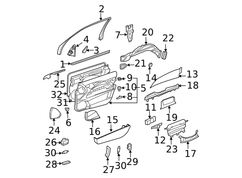 Interior Trim - Front Door for 2009 Mercedes-Benz E 63 AMG® #0