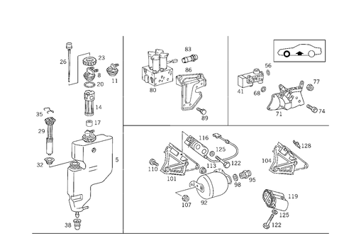Oil Tank & Valves of Self-Levellingdevice Hydraulic System, a S D for 1993 Mercedes-Benz 600SL #1