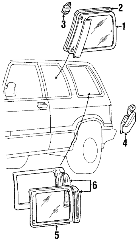 Glass & Hardware for 1995 Isuzu Trooper #0