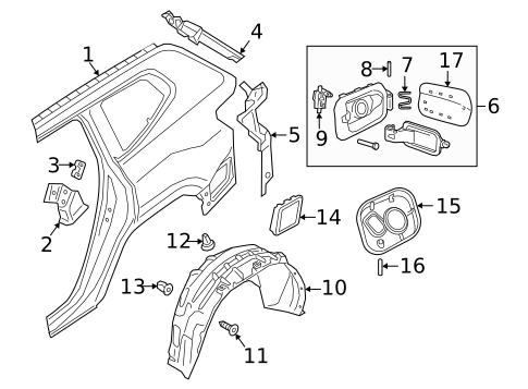 Quarter Panel & Components for 2020 Volkswagen Atlas Cross Sport #1