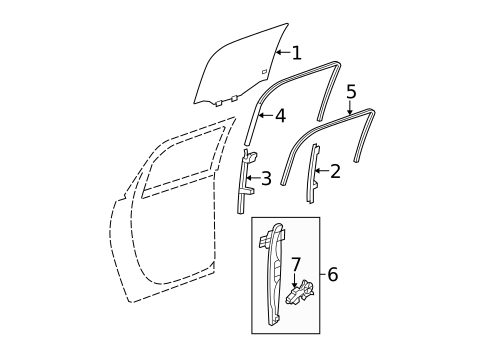 Glass - Rear Door for 2007 GMC Acadia #0