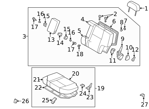 Rear Seat Components for 2001 INFINITI QX4 #0