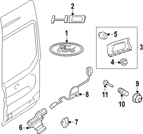 Exterior Trim - Back Door for 2024 Ford Transit-350 #0