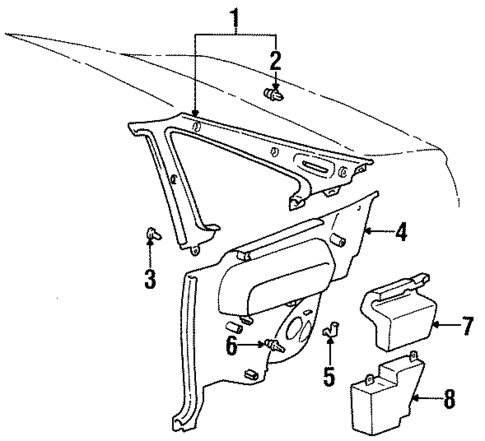 Interior Trim - Quarter Panels for 1996 Toyota Paseo #0
