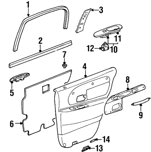 Interior Trim - Rear Door for 2001 Lincoln Town Car #1