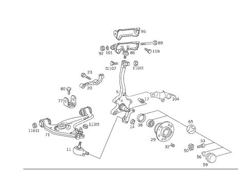 Steering Knuckle and Control Arm for 1993 Mercedes-Benz 600SEL #1
