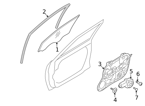 Glass - Front Door for 2012 Hyundai Elantra #0