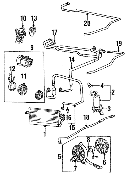 Condenser, Compressor & Lines for 1996 Hyundai Sonata #1