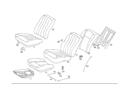 Rear Seat Cushion, Rear Backrest for 1993 Mercedes-Benz 300CE #0