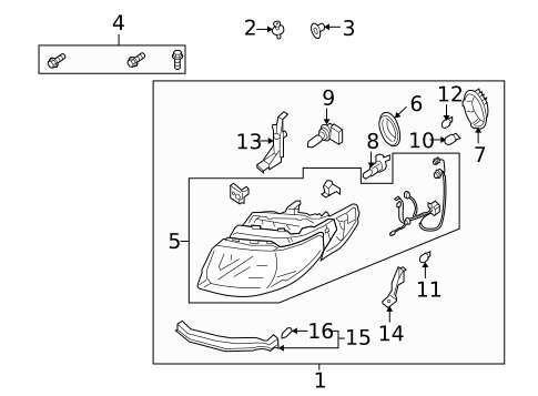 Headlamp Components for 2005 Saab 9-2X #1