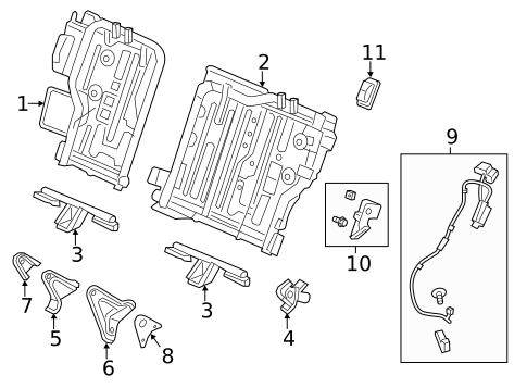 Rear Seat Components for 2017 Acura RDX #1