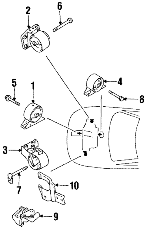 Engine & Trans Mounting for 1993 Dodge Colt #1