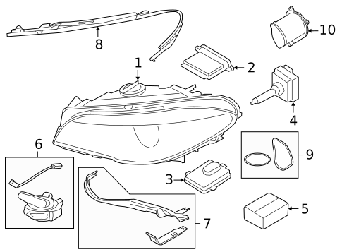 Headlamp Components for 2011 BMW 550i GT #0