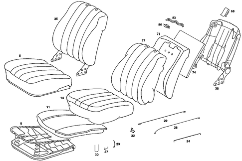 Front Seat, Luggage Net, and Headrest for 1985 Mercedes-Benz 380SE #0