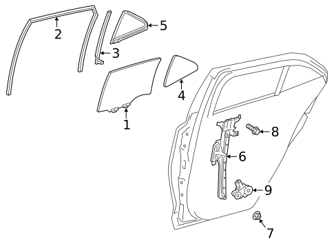 Glass - Rear Door for 2025 Toyota Corolla #1