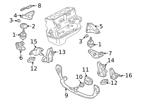 Engine & Trans Mounting for 2004 Volkswagen Passat #0