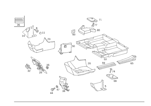 Front Panel Pillar Panelling, Lining on Floor and Footrest for 1993 Mercedes-Benz 600SEL #1