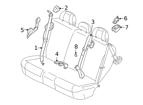 Rear Seat Belts for 2010 Mercury Mariner #1