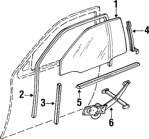 Glass - Front Door for 1990 Pontiac LeMans #0