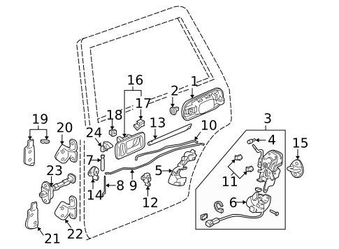 Lock & Hardware for 1997 Honda CR-V #0