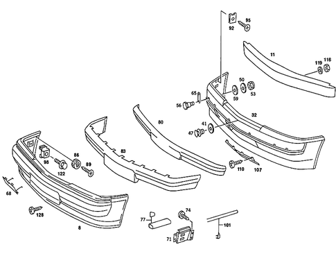 Front Bumper for 1986 Mercedes-Benz 190E #0