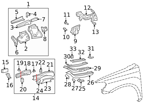 Structural Components & Rails for 2009 Toyota Highlander #0