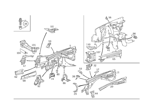 Wheelhouse, Front Subframe for 2003 Mercedes-Benz CLK430 #1
