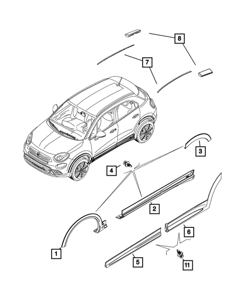 Moldings and Ornamentation for 2018 Fiat 500X #0