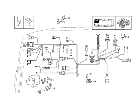 Engine Cable Harness, Body Mounted for 1994 Mercedes-Benz E420 #1