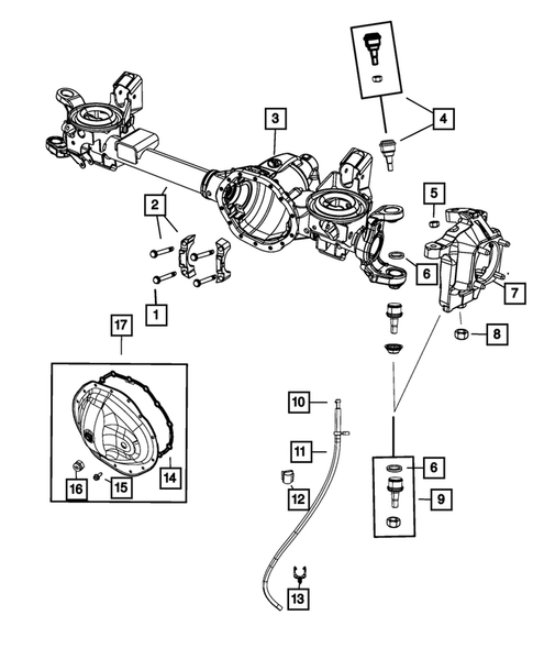 Front Axle; Housing, Differential and Vent for 2010 Dodge Ram 3500 #1