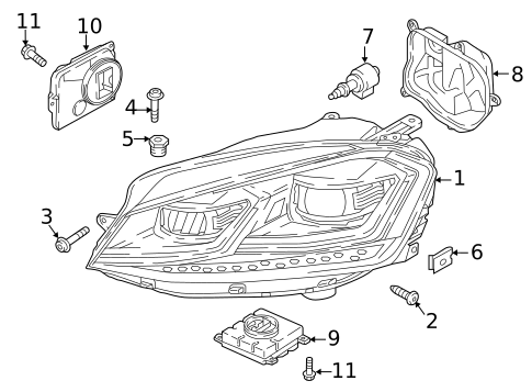 Headlamp Components for 2019 Volkswagen Golf R #1