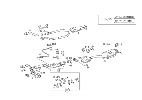 Exhaust System Used on Eight-Cylinder Gasoline Vehicles for 1993 Mercedes-Benz 500SL #0