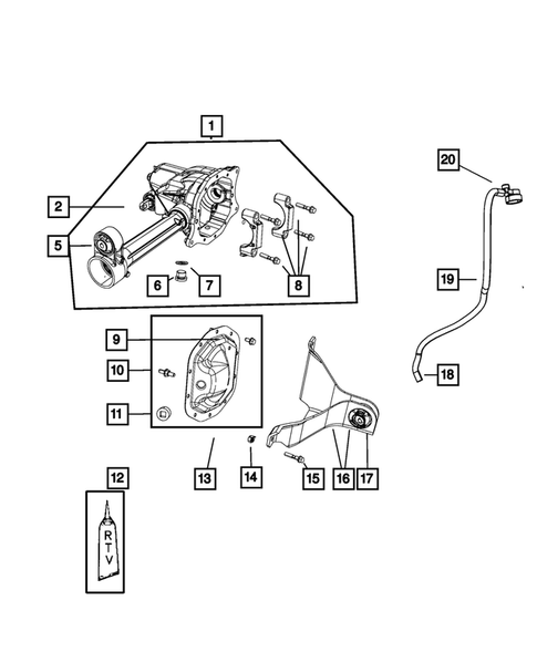 Front Axle; Housing, Differential and Vent for 2008 Dodge Nitro #1