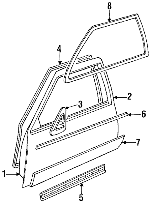 Door & Components for 1991 Cadillac Fleetwood #1