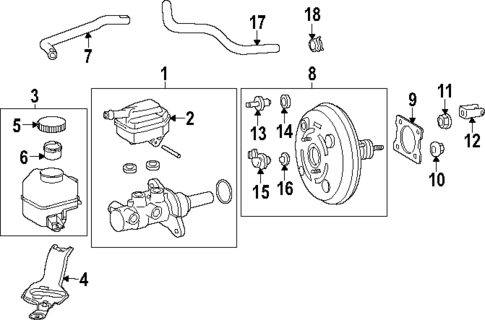 Master Cylinder - Components On Dash Panel for 2025 Toyota Grand Highlander #0